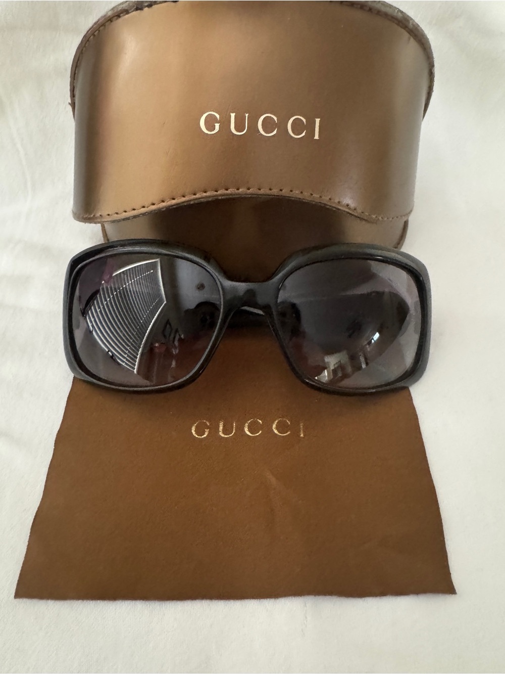 Gucci Women's Oversized Dark Gray Frame Sunglasses